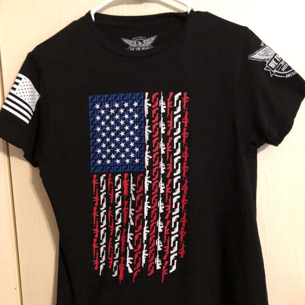 Mens Shirt-American Flag & Guns & Rifle #1337